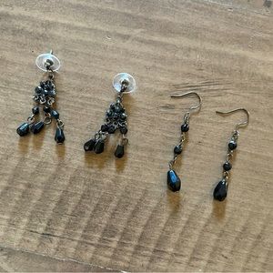 Two Pairs of Black Earrings